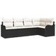 5 части градински диван комплект с възглавници от черен полиратан