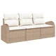 Комплект градински дивани от 3 части с възглавници от бежов полиратан