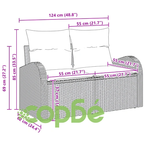 Комплект градински диван от полиратан - 9 части, бежов цвят с възглавници ➤ топ цена ➤ sorbe.bg