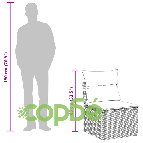 4-Частен Градински Комплект Диван от Полипропиленов Ратан със Светлосиви Възглавници ➤ топ цена ➤ sorbe.bg