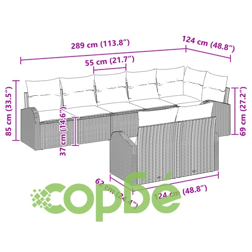 8-Часов Градински диван комплект с възглавници от Полиратан в Сив цвят ➤ топ цена ➤ sorbe.bg
