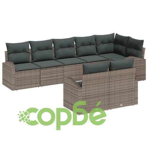 8-Часов Градински диван комплект с възглавници от Полиратан в Сив цвят ➤ топ цена ➤ sorbe.bg