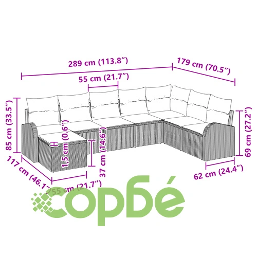 8-Частен Градински Диван Комплект от Полиратан с Възглавници в Бежов Цвят ➤ топ цена ➤ sorbe.bg