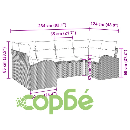 6 части комплект градински диван от полиратан в бежов цвят с възглавници ➤ топ цена ➤ sorbe.bg