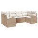 6 части комплект градински диван от полиратан в бежов цвят с възглавници