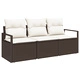 Комплект градински диван от 3 части с възглавници от кафяв полиратан