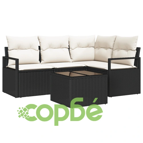 Градински 4-частичен комплект с възглавници от полиратан в кафяво ➤ топ цена ➤ sorbe.bg