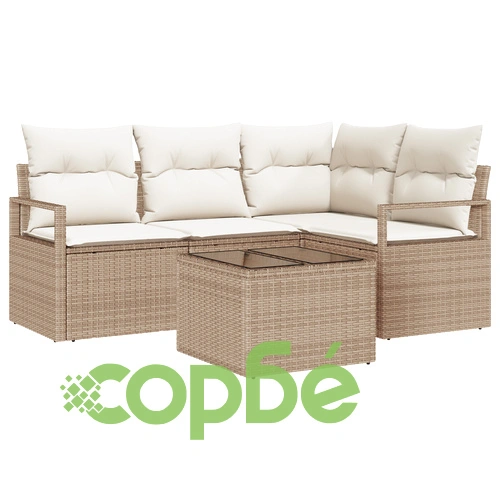 Комплект градински диван с възглавници, 5 части, полиратан в кафяво ➤ топ цена ➤ sorbe.bg