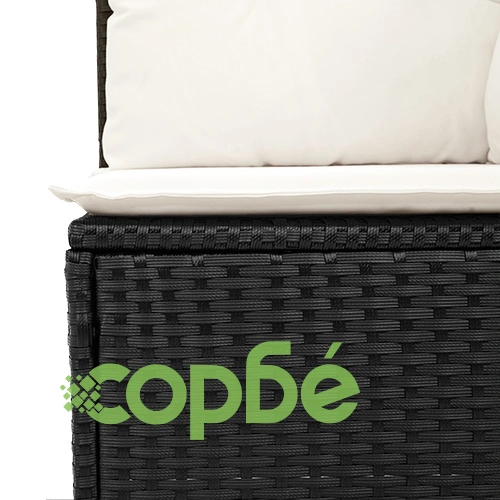 4-частен градински диван комплект от черен поли ратан с възглавници ➤ топ цена ➤ sorbe.bg