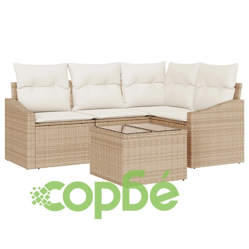 Комплект градински диван от полиран ратан - 5 части, кафяв цвят ➤ топ цена ➤ sorbe.bg