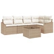 Градински комплект от 6 части - диван с възглавници от натурален ратан, бежов
