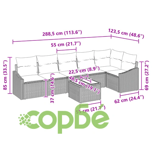Комплект за градина от 6 части с възглавници - кафяв полиратан ➤ топ цена ➤ sorbe.bg