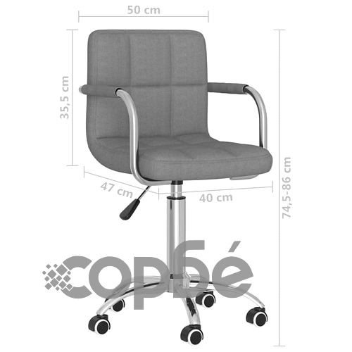 Въртящи се трапезни столове, 2 броя, светлосив текстил, 50 x 47 x (74,5-86) см ➤ топ цена ➤ sorbe.bg