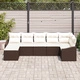 7-частен градински диван комплект от полиратан с възглавници - Кафяв