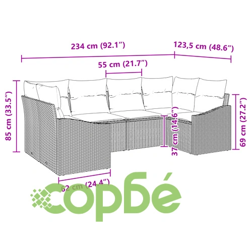 Комплект градински диван от полиратан - 6 части, бежов ➤ топ цена ➤ sorbe.bg