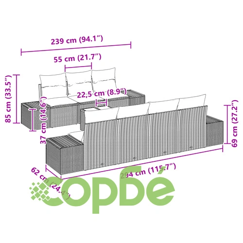 Комплект градински меки мебели с възглавници Бежов Полиратан ➤ топ цена ➤ sorbe.bg