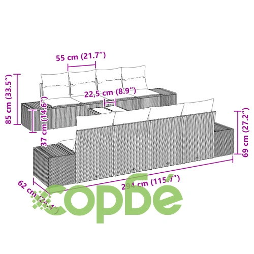 9-Часов Комплект Градински Диван от Ратан с Възглавници - Бежов ➤ топ цена ➤ sorbe.bg