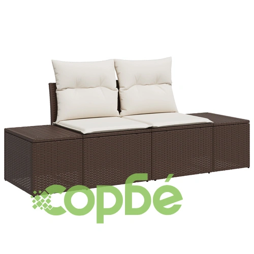 7-частен градински комплект от полиратан с възглавници - кафяв ➤ топ цена ➤ sorbe.bg