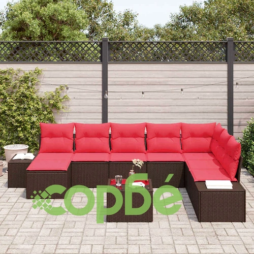 Градински комплект за сядане 9 части от полиратан в кафяво ➤ топ цена ➤ sorbe.bg