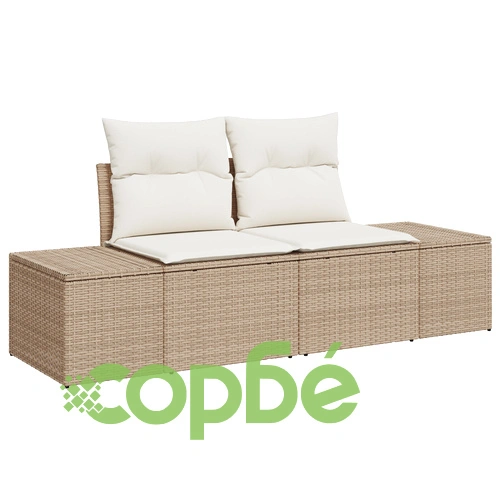 6-Частен Градински Комплект от Полиратан с Възглавници - Бежов ➤ топ цена ➤ sorbe.bg