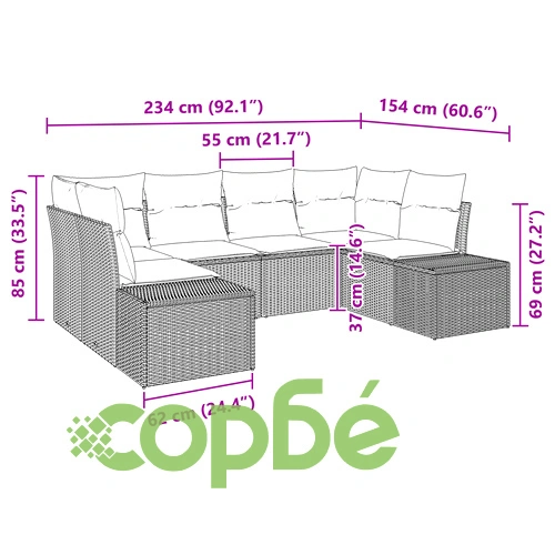 6-Частен Градински Комплект от Полиратан с Възглавници - Бежов ➤ топ цена ➤ sorbe.bg