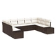 Комплект градински мебели от 9 части - кафяв полиратан с кремави възглавници