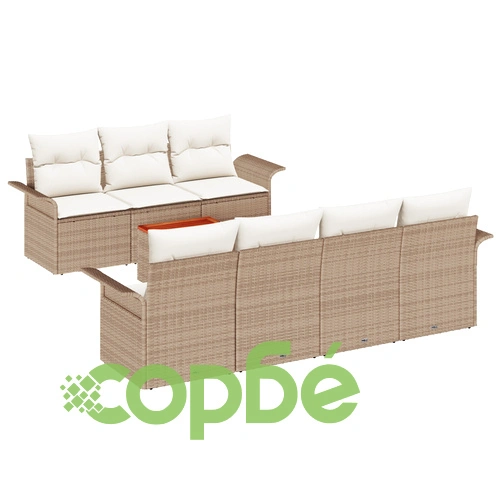 8-частен градински диван комплект от полиратан с възглавници - Бежов ➤ топ цена ➤ sorbe.bg
