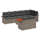 Комплект градински диван с възглавници от полиратан и акация - сив, 9 части
