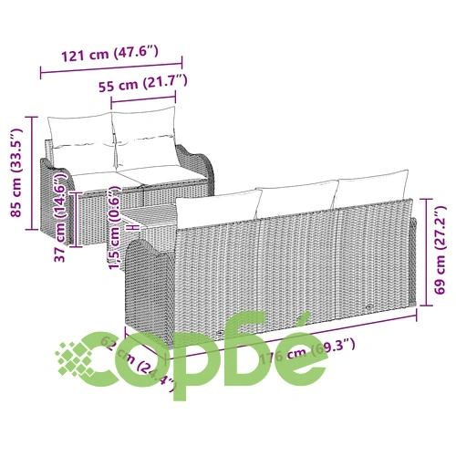 Градински комплект мебели 6 части с възглавници бежов полиратан акация ➤ топ цена ➤ sorbe.bg