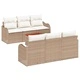 Градински комплект мебели 7 части полиратан бежов с възглавници