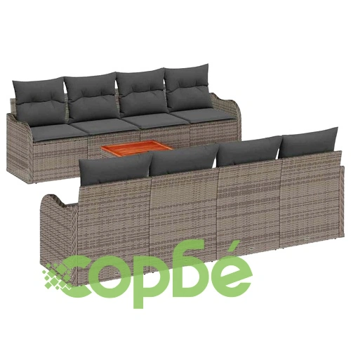 Градински комплект мебели 9 части полиратан сив 55x55x37 см ➤ топ цена ➤ sorbe.bg