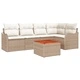 Градински диван комплект 6 части с възглавници бежов полиратан