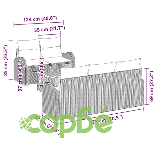 Градински комплект мебели 6 части полиратан бежов с възглавници ➤ топ цена ➤ sorbe.bg