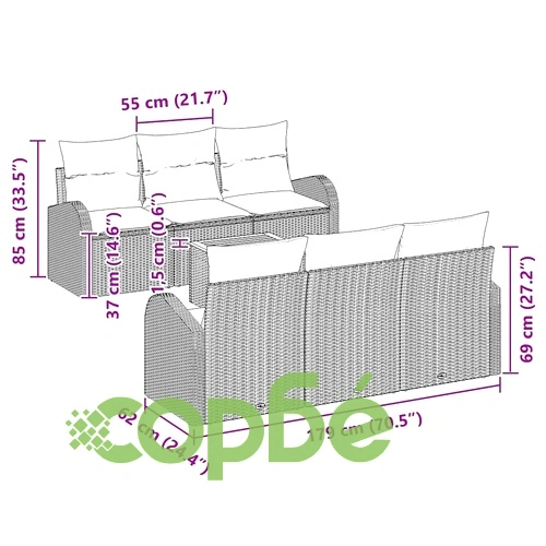 Градински комплект мебели 7 части полиратан бежов с възглавници ➤ топ цена ➤ sorbe.bg