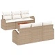 Градински комплект мебели 7 части полиратан бежов с възглавници