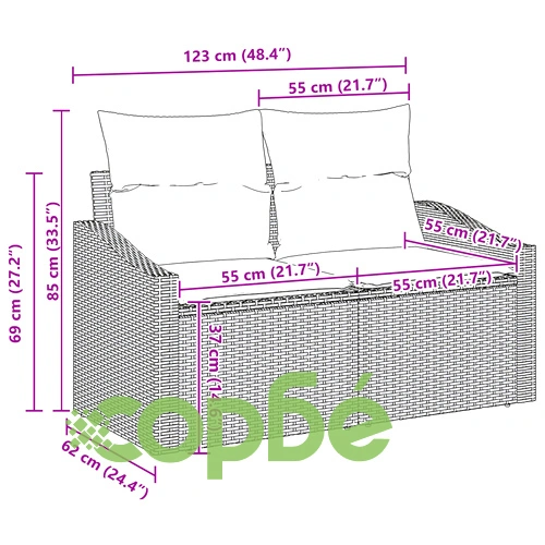 Градински комплект от 8 части - диван от черен ратан и дърво с функция за съхранение ➤ топ цена ➤ sorbe.bg