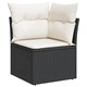 Градински диван комплект от 5 части - Черен и кремав - Натурален ратан