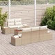 Градински комплект мебели 6 части с възглавници бежов полиратан