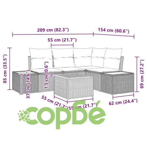 Градински комплект мебели 5 части с възглавници бежов полиратан ➤ топ цена ➤ sorbe.bg