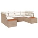 Градински комплект мебели 6 части с възглавници бежов полиратан 234x154 см