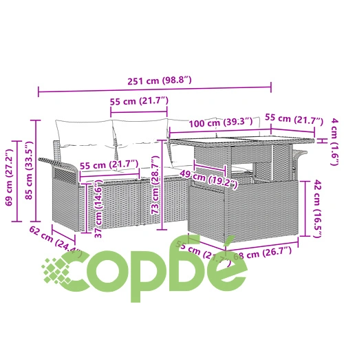 Градински Диван Комплект от 4 части от Сив Ратан с Маса ➤ топ цена ➤ sorbe.bg