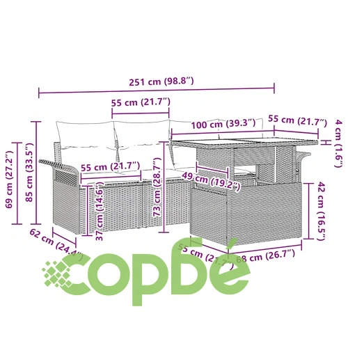 Градински комплект мебели 5 части с възглавници от полиратан бежов ➤ топ цена ➤ sorbe.bg
