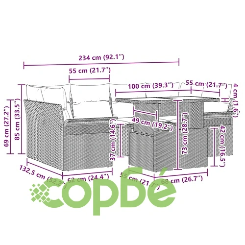 Градински комплект мебели 7 части с възглавници бежов полиратан ➤ топ цена ➤ sorbe.bg