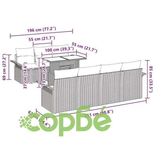 8-частен градински комплект софа с възглавници от полиратан - бежов ➤ топ цена ➤ sorbe.bg