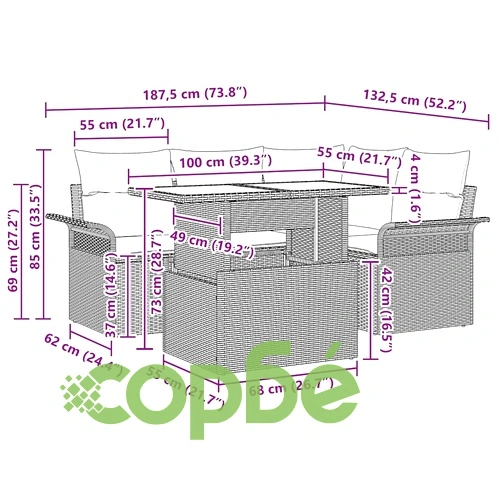 Градински комплект мебели 5 части с възглавници бежов полиратан ➤ топ цена ➤ sorbe.bg