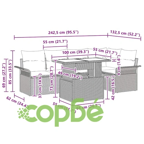 Градински комплект мебели 6 части с възглавници бежов полиратан ➤ топ цена ➤ sorbe.bg