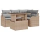 Петчастен градински комплект от полиратан с възглавници 100x55x73 см бежов