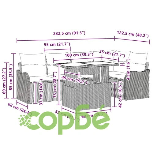 Градински комплект от 6 части с възглавници бежов полиратан ➤ топ цена ➤ sorbe.bg