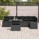 Градински диван комплект 7 части с възглавници черен полиратан