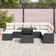 Градински комплект мебели 9 части с възглавници черен полиратан